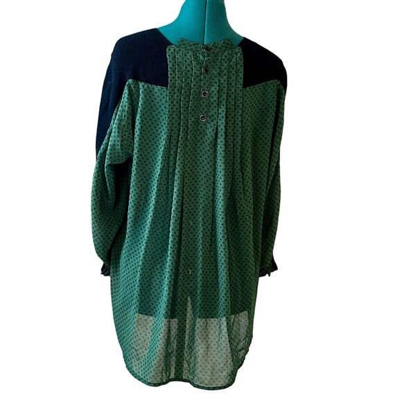 Cabi Get Together Sweater Women M | Black Knit & Green Sheer Polka Dot Back - Picture 3 of 6